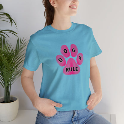 Art, Colorful, Dog Paw, Dogs Rule- Adult, Regular Fit, Soft Cotton, T-shirt