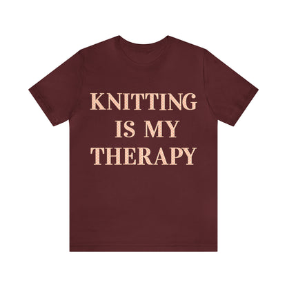 Knitting Is My Therapy- Adult, Regular Fit, Soft Cotton T-shirt