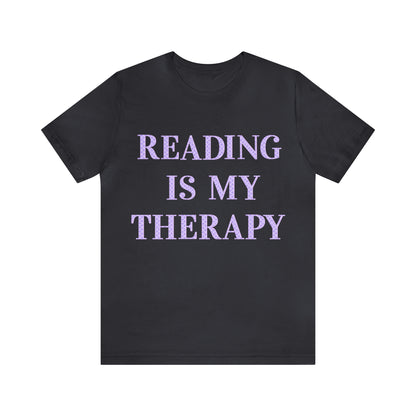 Reading Is My Therapy- Adult, Regular Fit, Soft Cotton, Full Size Image T-Shirt