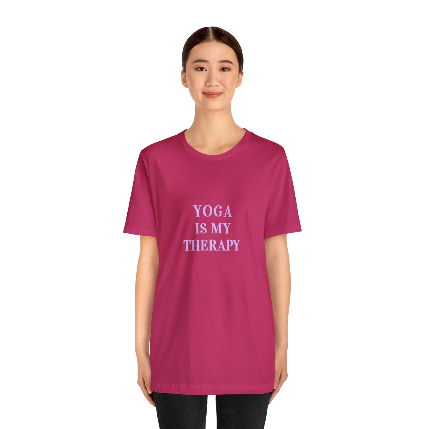 Yoga Is My Therapy- Adult, Regular Fit, Soft Cotton, Smaller Size Image, T-shirt