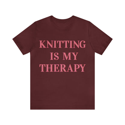 Knitting Is My Therapy- Adult, Regular Fit, Soft Cotton T-shirt