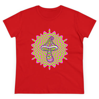 Colorful, Retro Mushrooms- Adult, Semi-fitted, Smaller Size Image, T-shirt