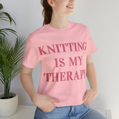 Knitting Is My Therapy- Adult, Regular Fit, Soft Cotton T-shirt