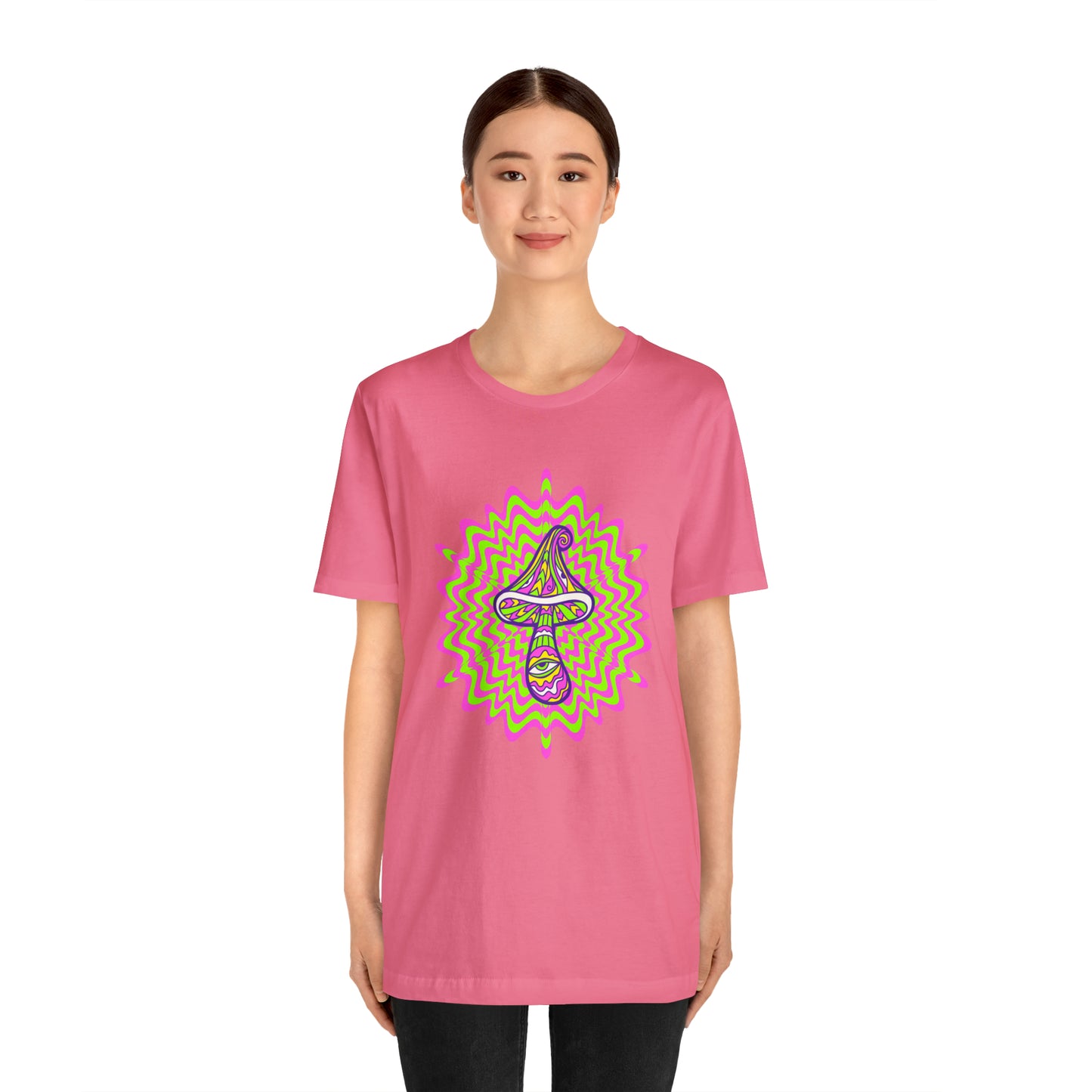 Colorful, Retro Mushrooms T-shirt- Adult, Regular Fit, Soft Cotton, T-shirt