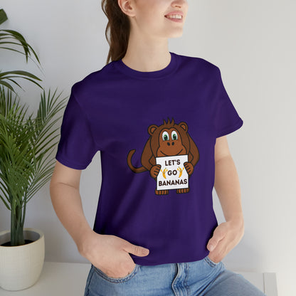 Monkey, Let's Go Bananas, Animals- Adult, Regular Fit, Soft Cotton, T-shirt