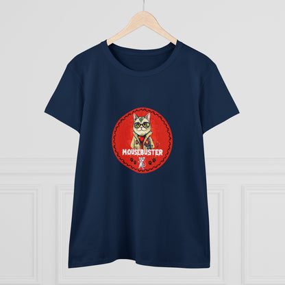 Animals, Cats, Mouse, Mousebuster, Funny, Holiday, Halloween- Adult, Semi-fitted, Smaller Size Image, T-shirt