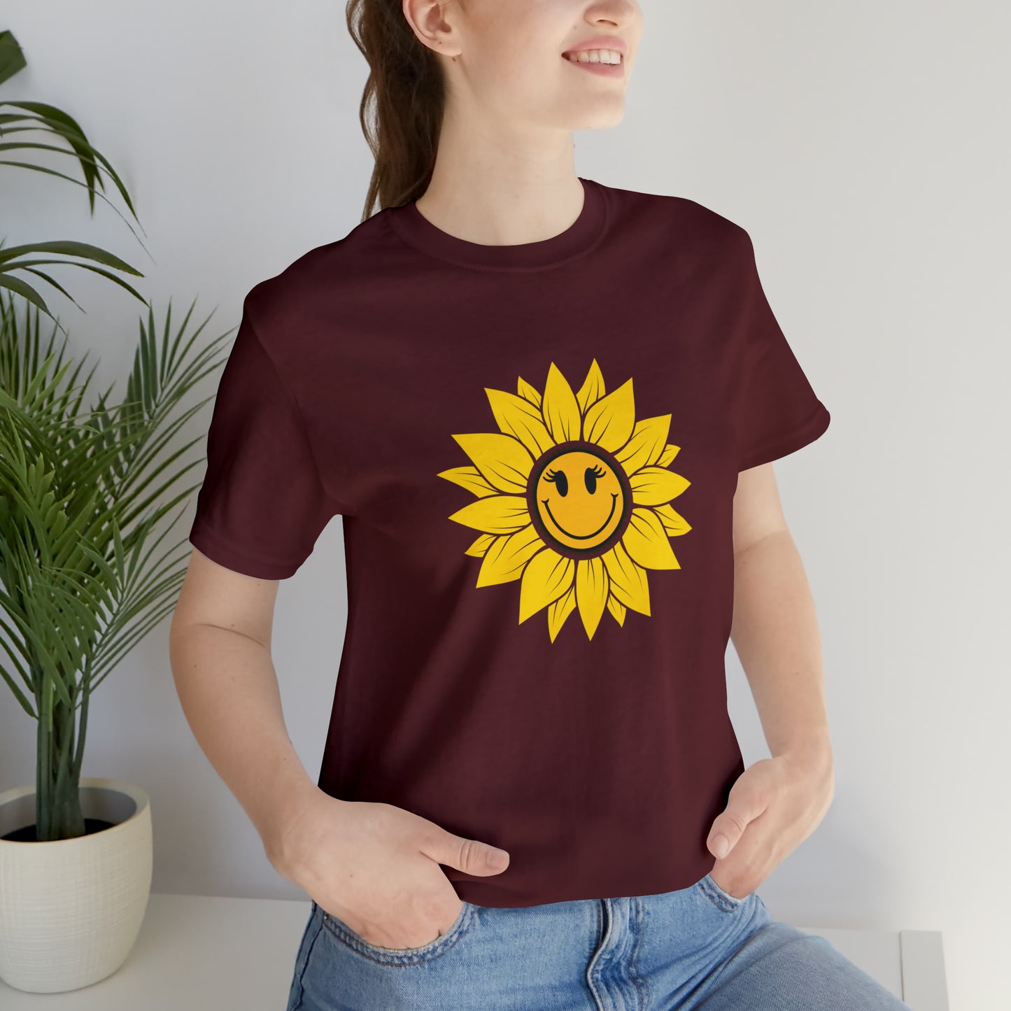 Positive, Sunflower, Nature, Gardens, Flowers, Garden- Adult, Regular Fit, Soft Cotton, T-shirt