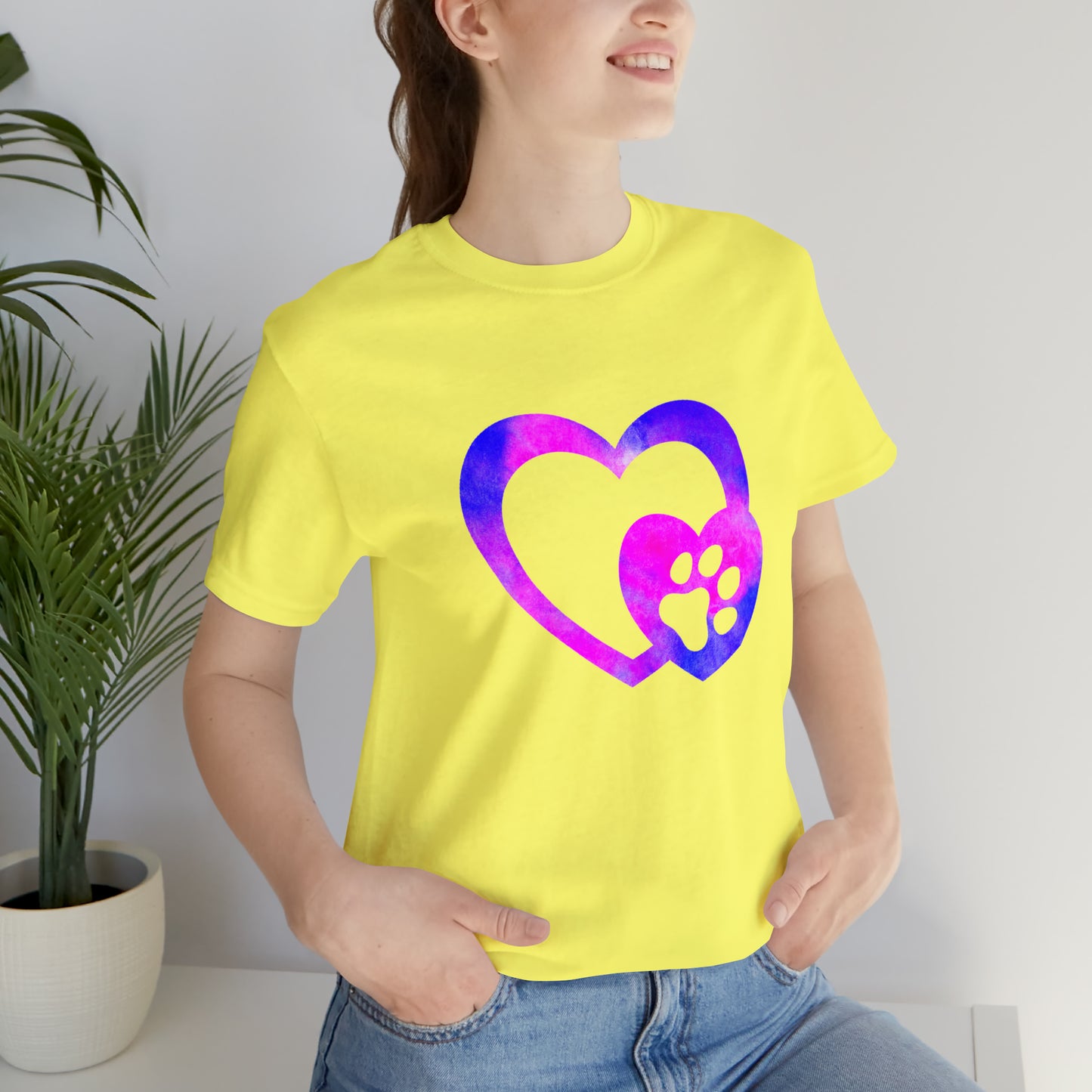 Art, Colorful, Love, Dog Paw- Adult, Regular Fit, Soft Cotton, T-shirt