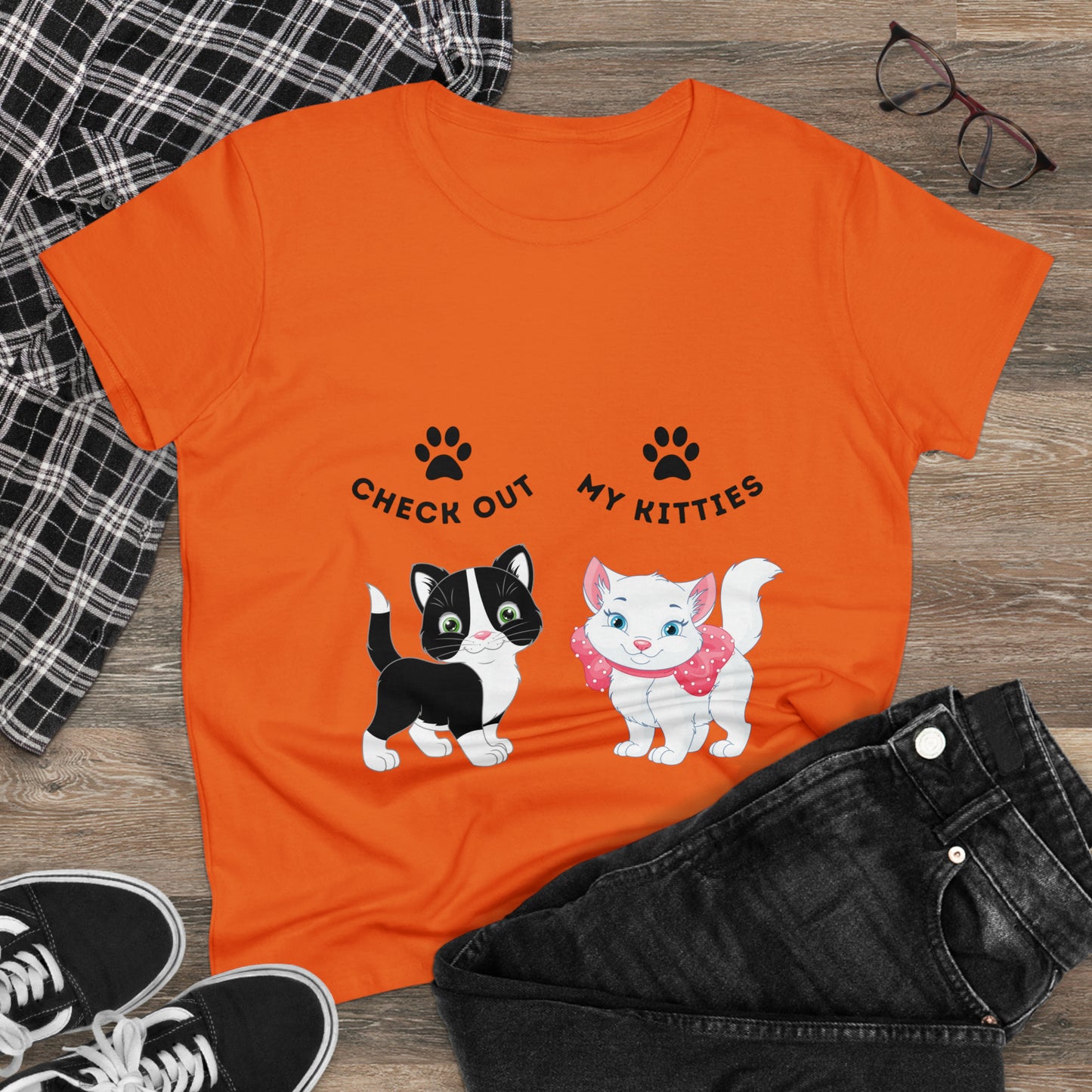 Kitty Cat T-Shirt / Check Out My Kitties Semi-Fitted Shirt / Unisex Jersey Short Sleeve Tee / Humorous Pet Clothes