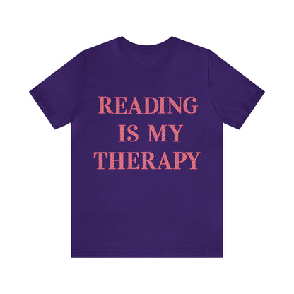 Reading Is My Therapy- Adult, Regular Fit, Soft Cotton, Full Size Image T-Shirt