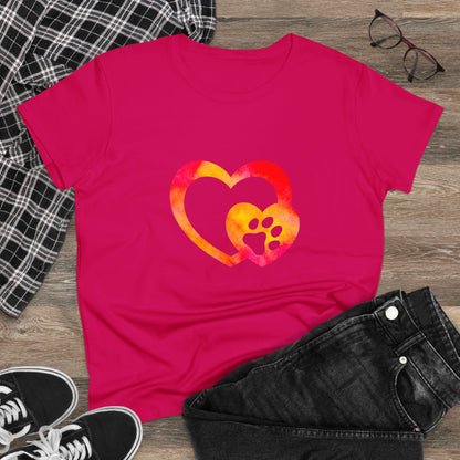 Art, Colorful, Love, Dog Paw- Adult, Semi-fitted, T-shirt