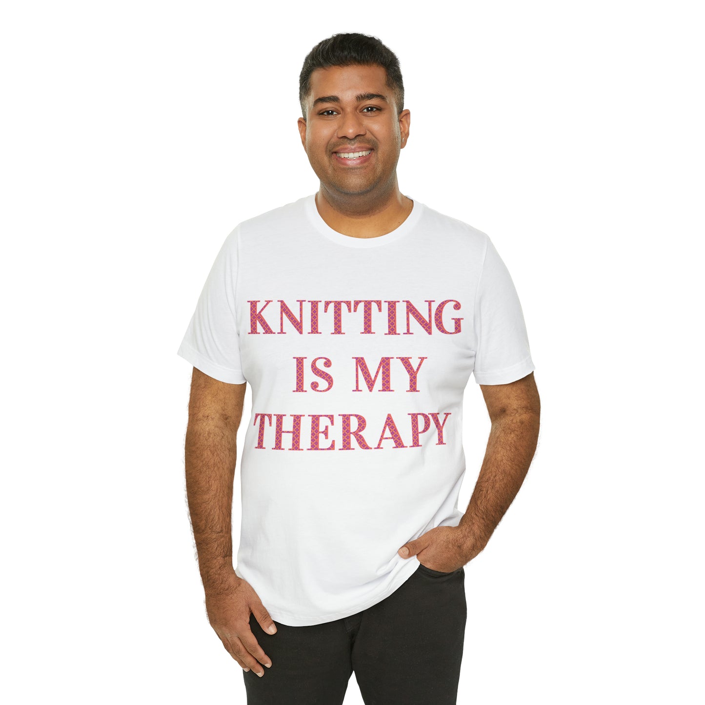 Knitting Is My Therapy- Adult, Regular Fit, Soft Cotton T-shirt