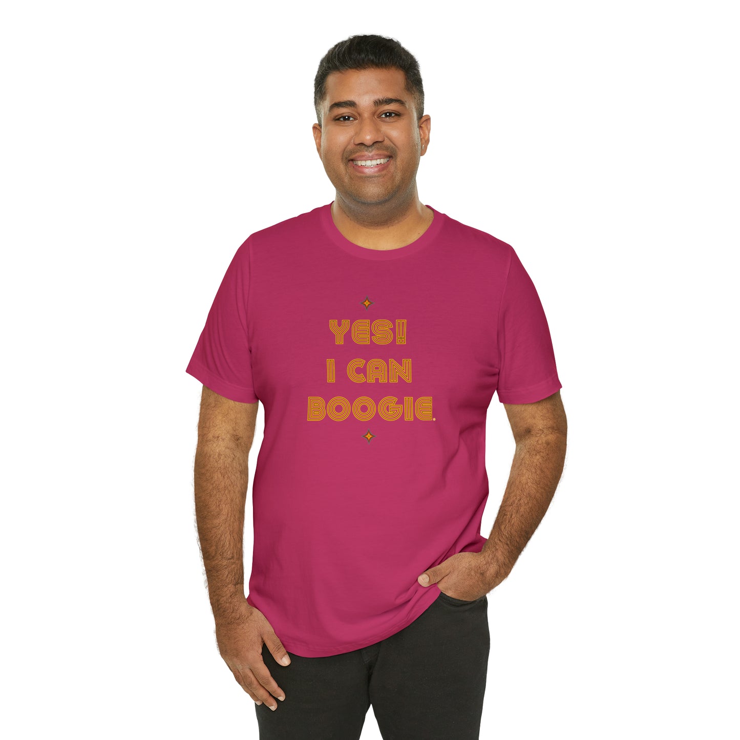 Dance, I Can Boogie, Retro Disco Dance, Words- Adult, Regular Fit, Soft Cotton, Smaller Size Image, T-shirt