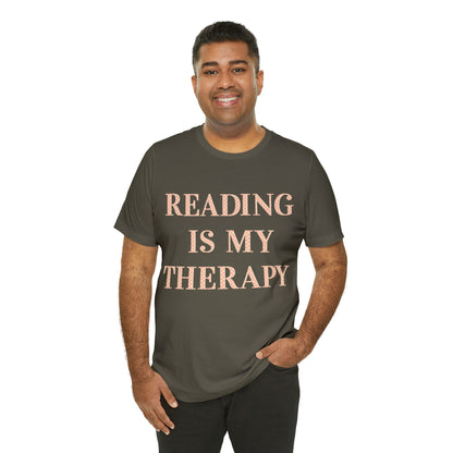 Reading Is My Therapy- Adult, Regular Fit, Soft Cotton, Full Size Image T-Shirt