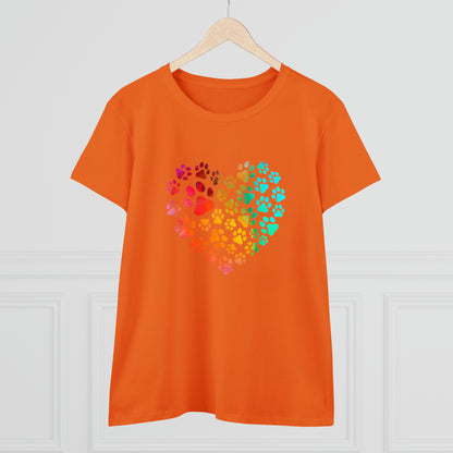 Art, Colorful, Love, Dog Paw- Adult, Semi-fitted, T-shirt