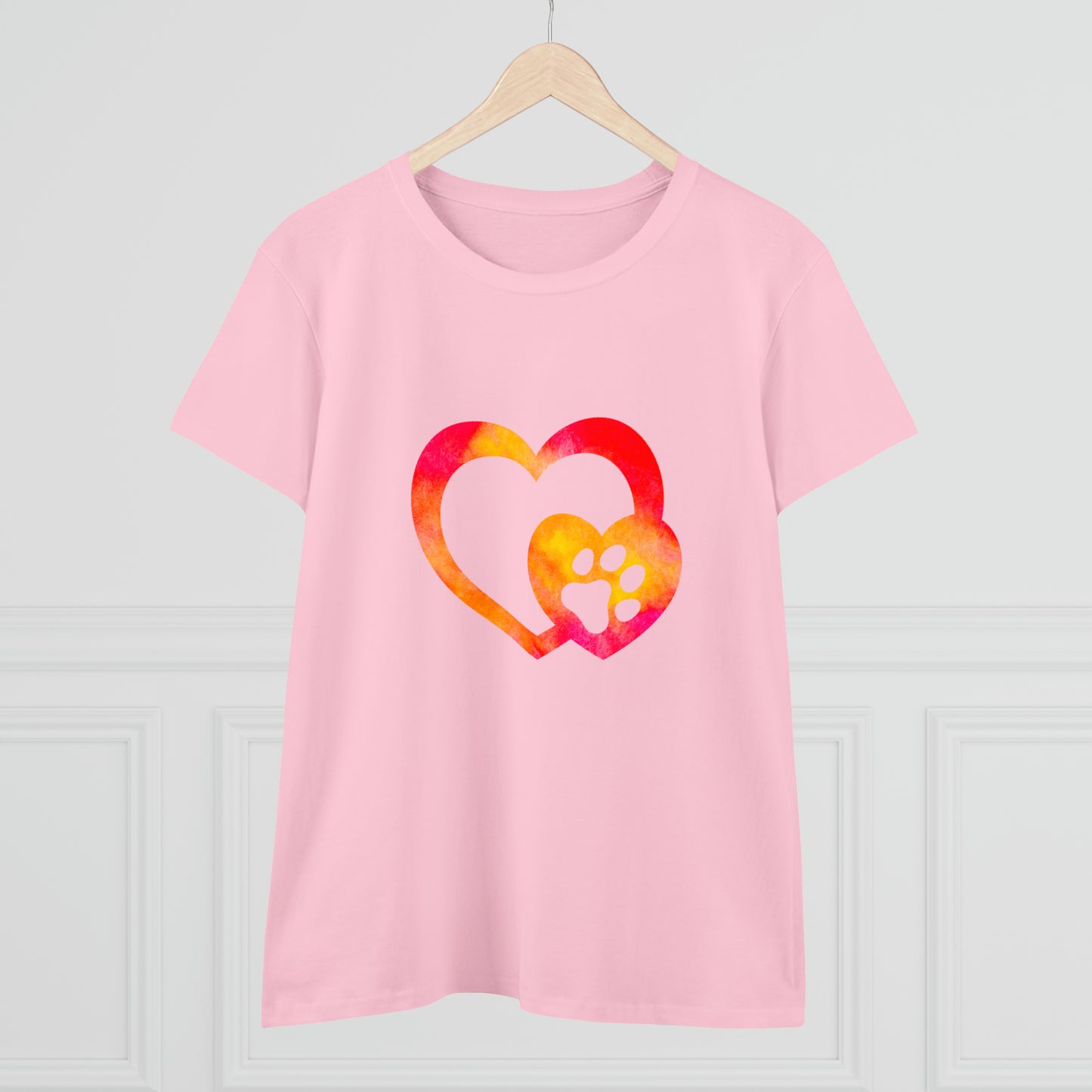 Art, Colorful, Love, Dog Paw- Adult, Semi-fitted, T-shirt