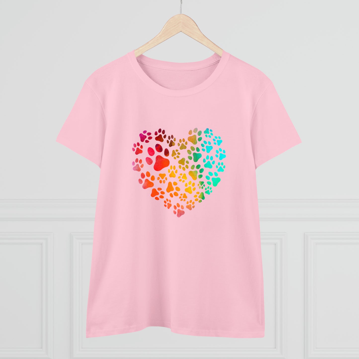 Art, Colorful, Love, Dog Paw- Adult, Semi-fitted, T-shirt