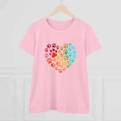 Art, Colorful, Love, Dog Paw- Adult, Semi-fitted, T-shirt