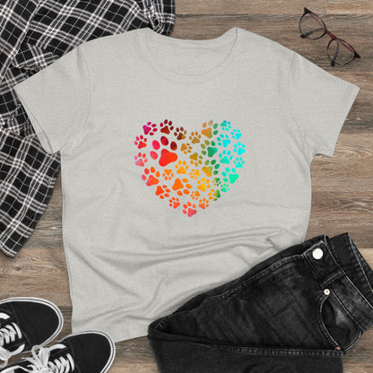 Art, Colorful, Love, Dog Paw- Adult, Semi-fitted, T-shirt