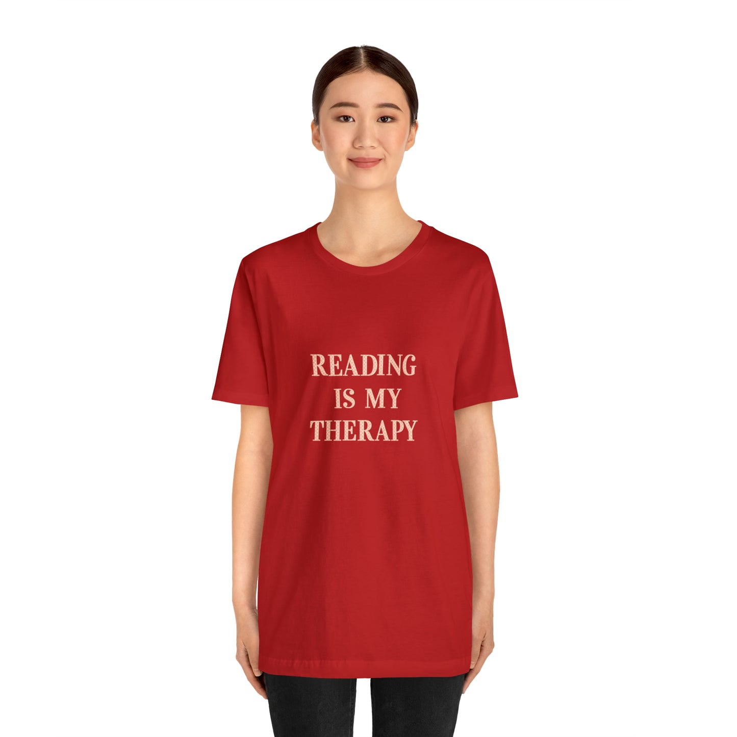 Hobby, Reading Is My Therapy, Words, Books- Adult, Regular Fit, Soft Cotton, Smaller Size Image T-Shirt