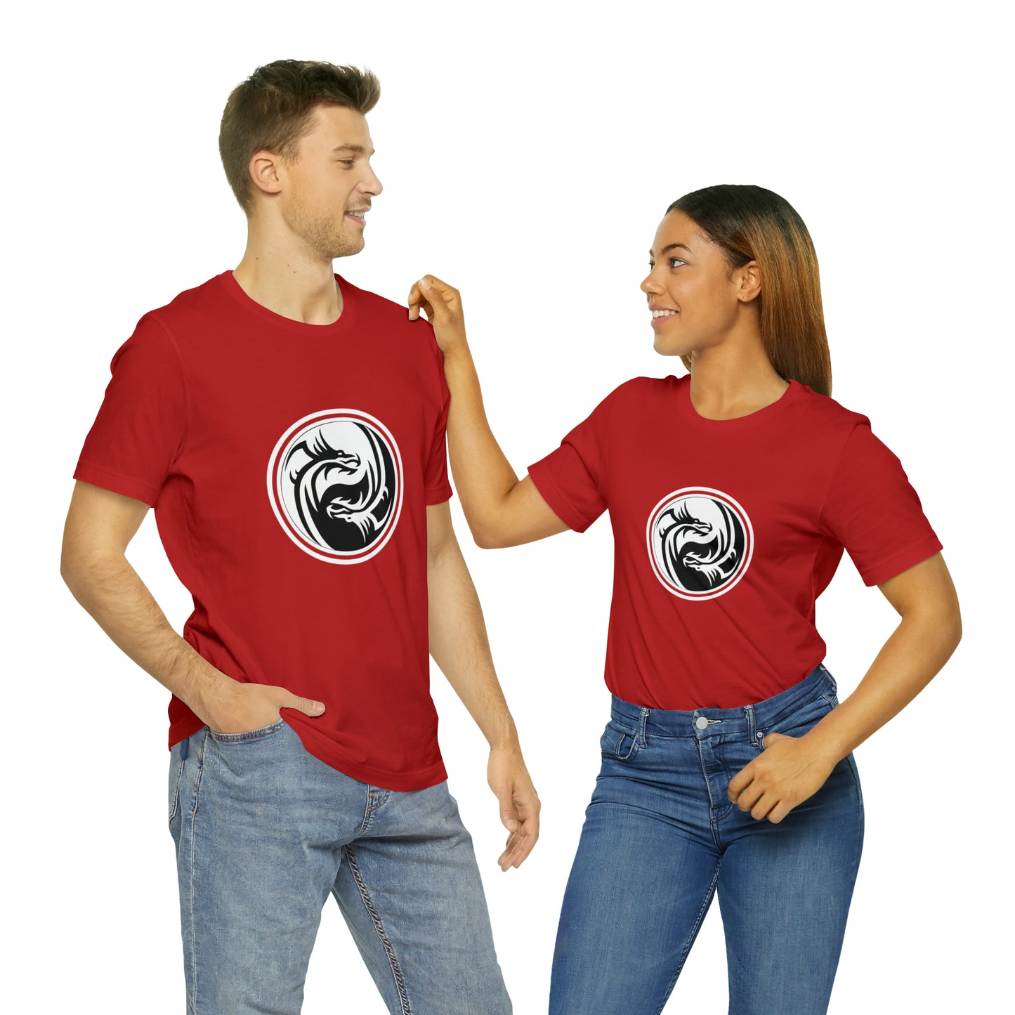 Symbol, Dragon, Ying Yang- Adult, Regular Fit, Soft Cotton, Smaller Size Image, T-shirt