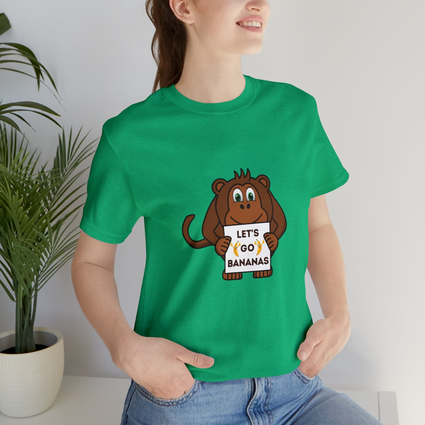 Monkey, Let's Go Bananas, Animals- Adult, Regular Fit, Soft Cotton, T-shirt