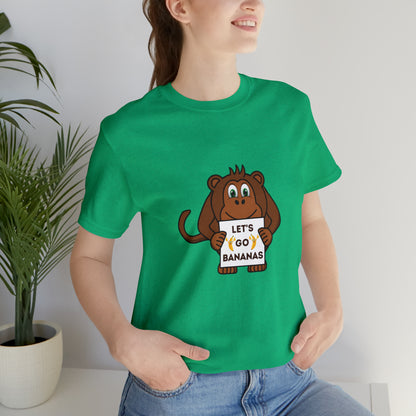 Monkey, Let's Go Bananas, Animals- Adult, Regular Fit, Soft Cotton, T-shirt