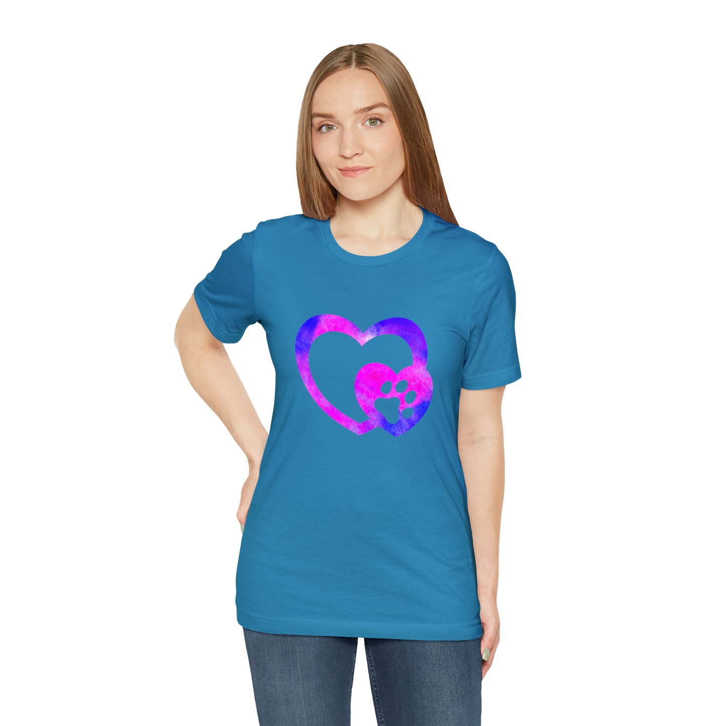 Art, Colorful, Love, Dog Paw- Adult, Regular Fit, Soft Cotton, T-shirt