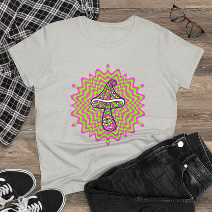 Colorful, Retro Mushrooms- Adult, Semi-fitted, Smaller Size Image, T-shirt