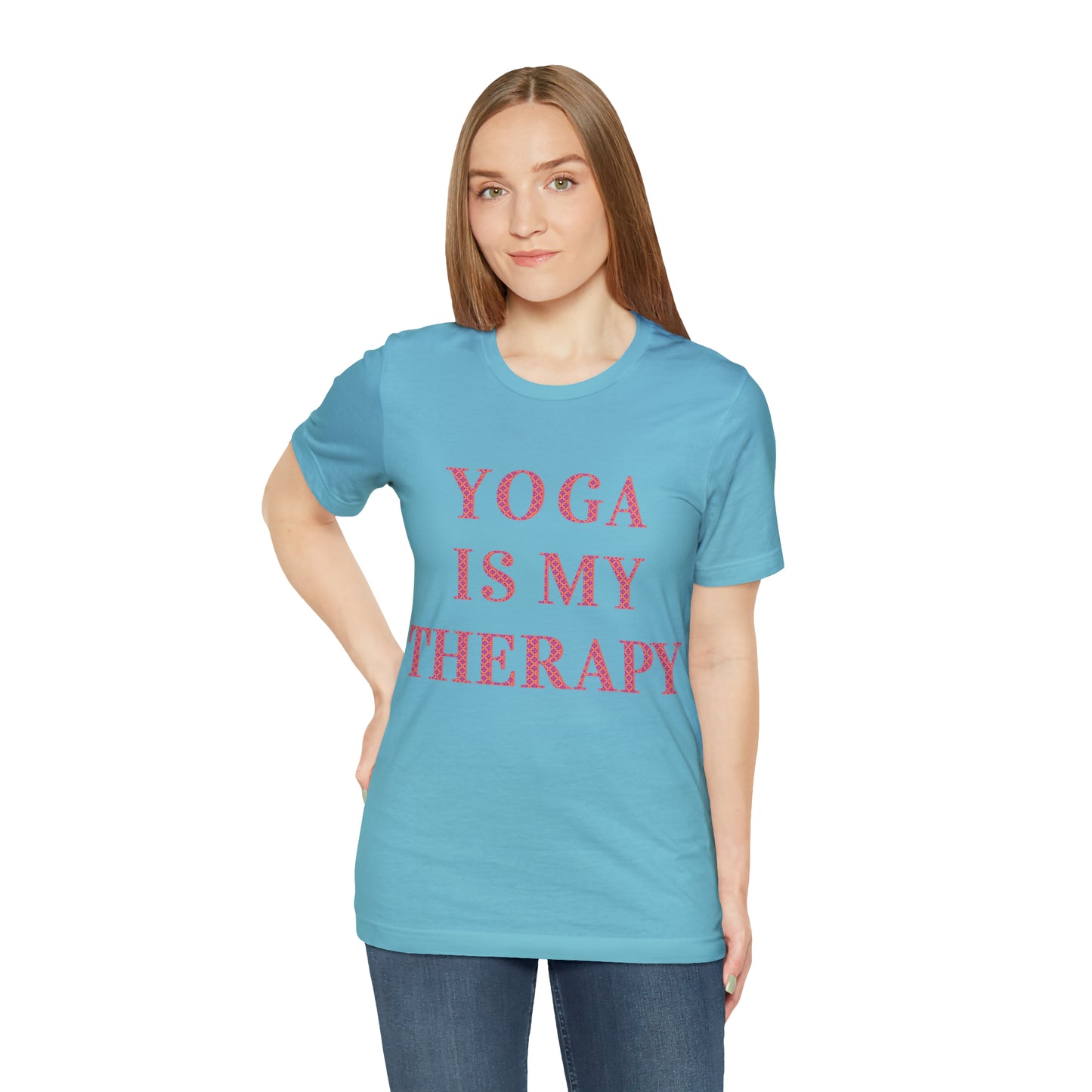 Yoga Is My Therapy- Adult, Regular Fit, Soft Cotton, Full Size Image, T-shirt
