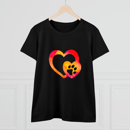 Art, Colorful, Love, Dog Paw- Adult, Semi-fitted, T-shirt