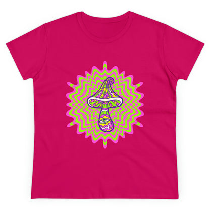 Colorful, Retro Mushrooms- Adult, Semi-fitted, Smaller Size Image, T-shirt