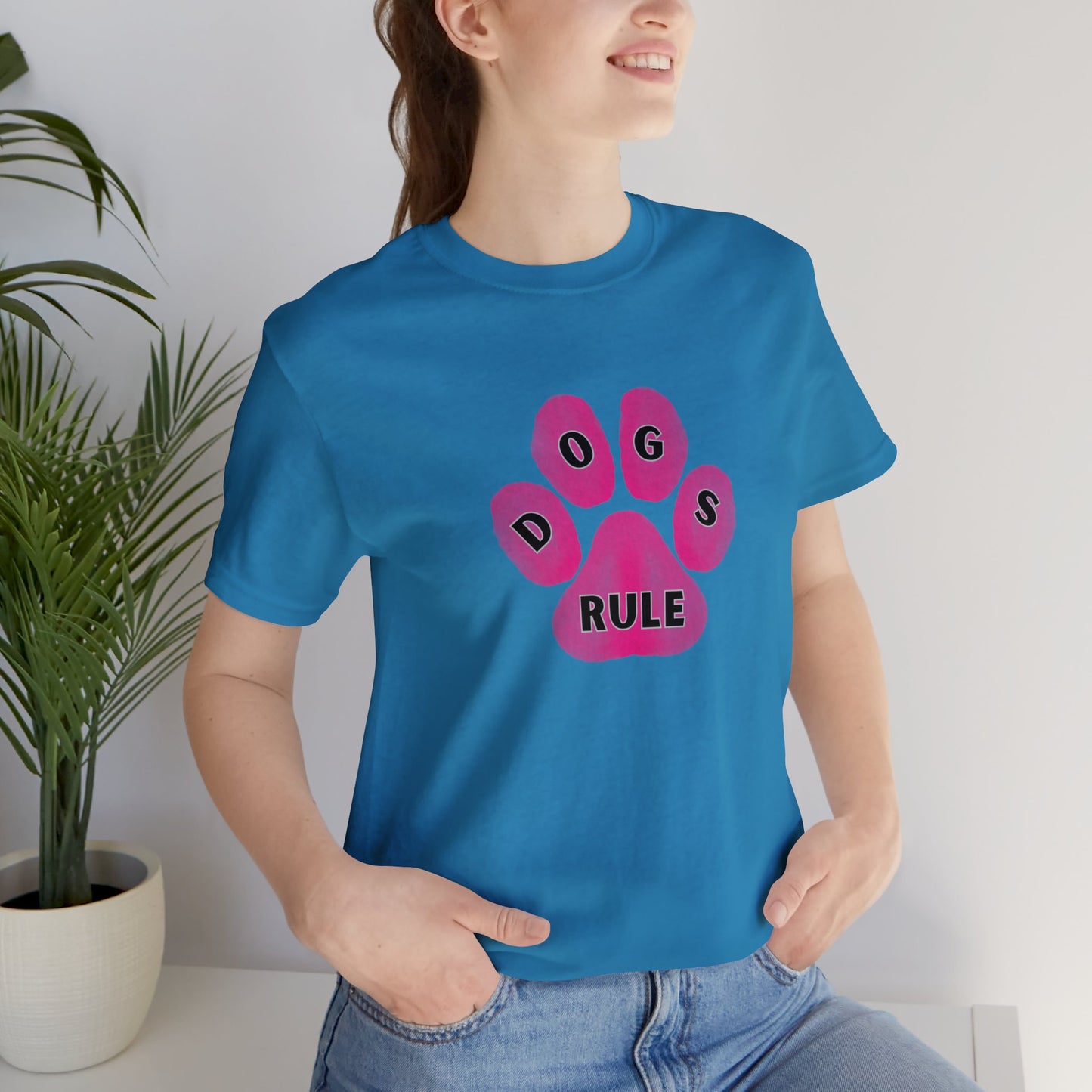 Art, Colorful, Dog Paw, Dogs Rule- Adult, Regular Fit, Soft Cotton, T-shirt