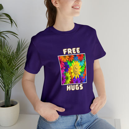 Positive, Art, Colorful, Nature, Flowers, Free Hugs- Adult, Regular Fit, Soft Cotton,  T-shirt