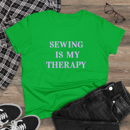 Sewing Is My Therapy- Adult, Semi-fitted T-shirt