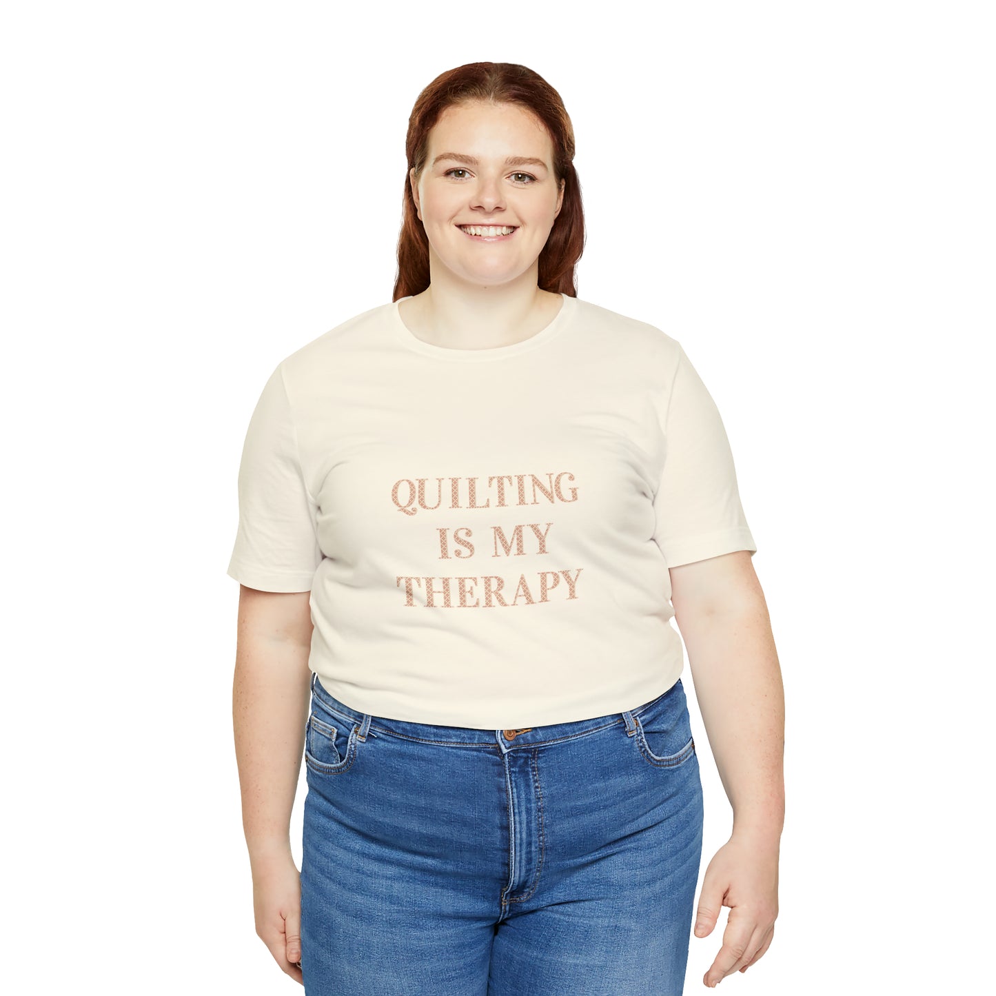 Hobby, Quilting Is My Therapy- Adult, Regular Fit, Soft Cotton, Smaller Size Image, T-shirt