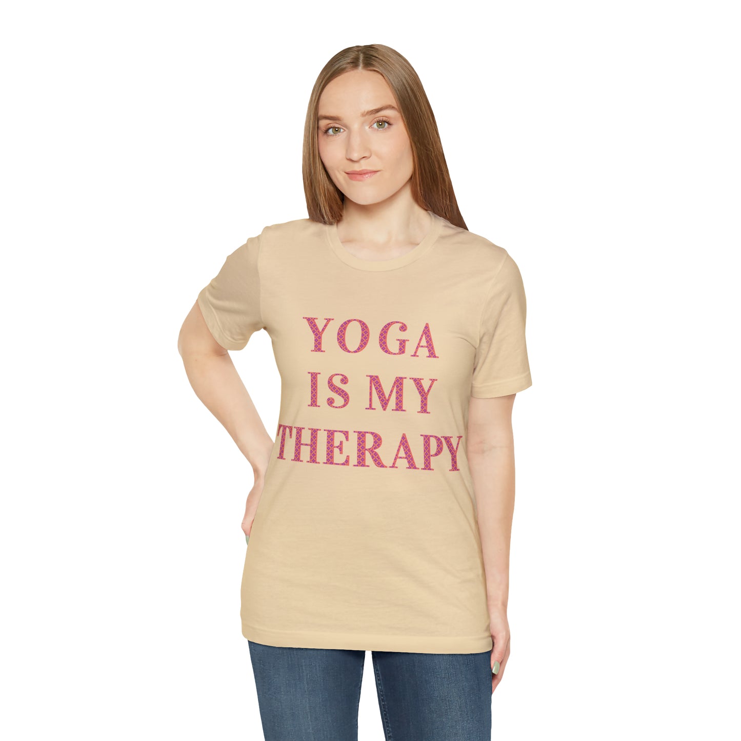 Yoga Is My Therapy- Adult, Regular Fit, Soft Cotton, Full Size Image, T-shirt