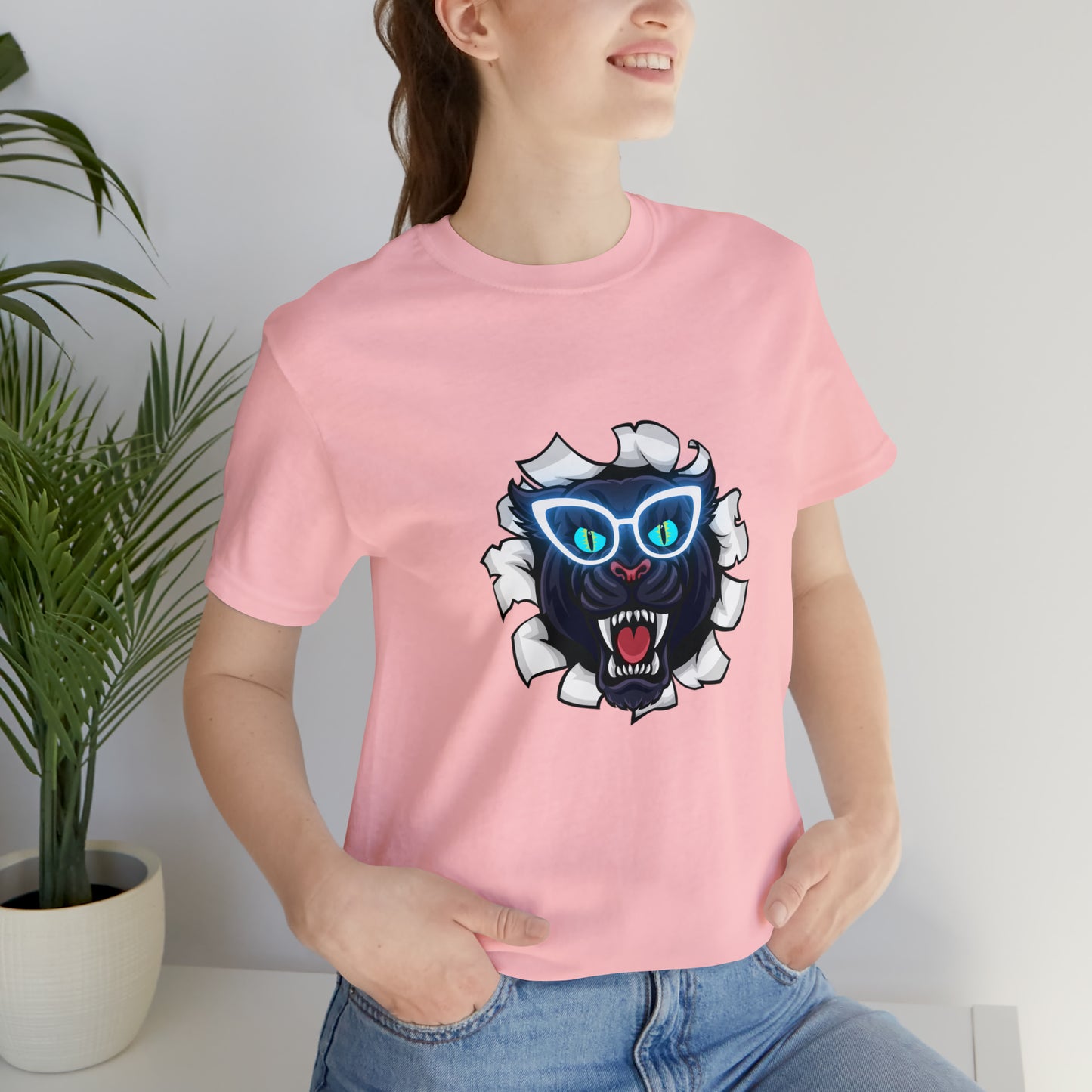 Holidays, Halloween, Animals, Felines, Funny, Sports, Panthers- Adult, Regular Fit, Soft Cotton, T-shirt