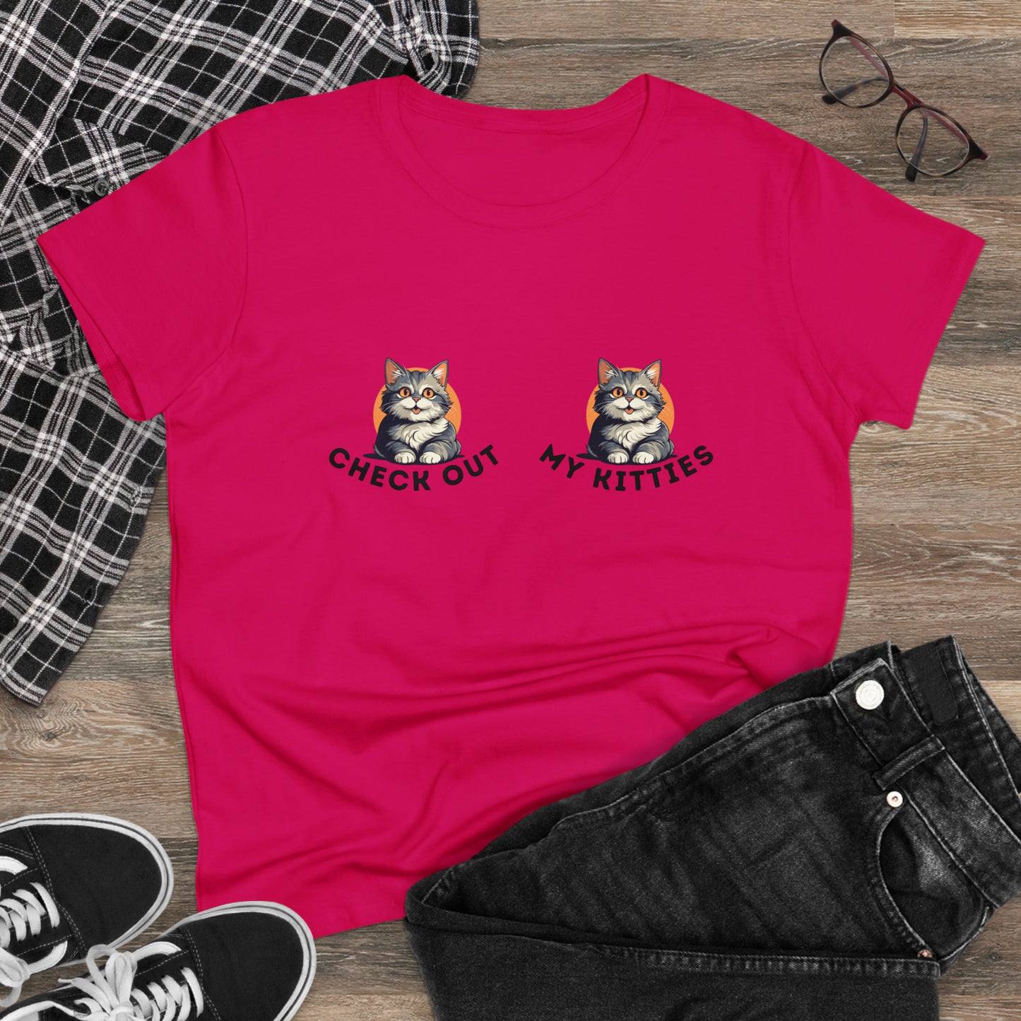 Kitty Cat T-Shirt / Check Out My Kitties Semi-Fitted Shirt / Unisex Jersey Short Sleeve Tee / Humorous Pet Clothes