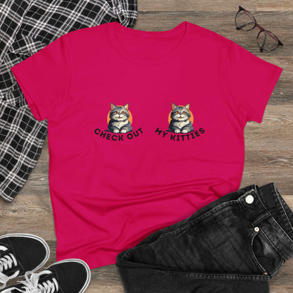 Kitty Cat T-Shirt / Check Out My Kitties Semi-Fitted Shirt / Unisex Jersey Short Sleeve Tee / Humorous Pet Clothes