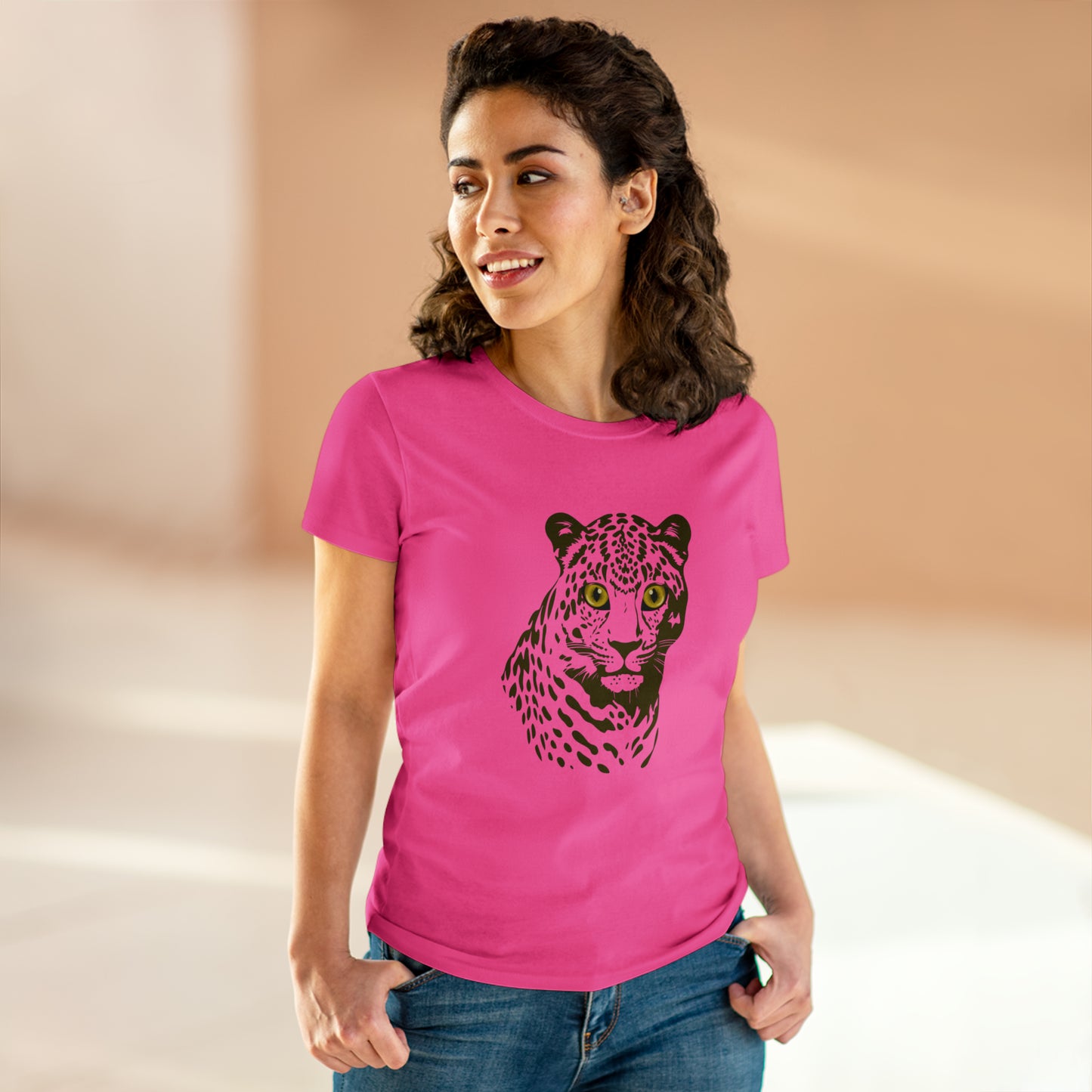 Animals, Big Cats, Leopard, Cheetah, Nature- Adult, Semi-fitted T-shirt