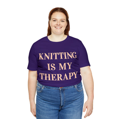 Knitting Is My Therapy- Adult, Regular Fit, Soft Cotton T-shirt