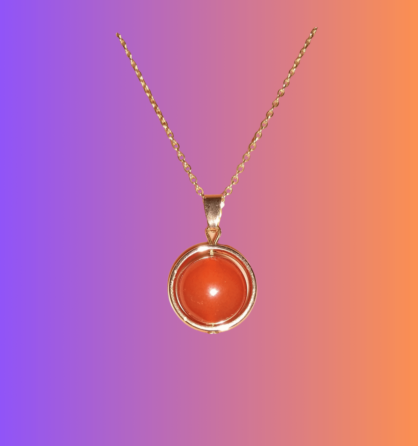 Carnelian necklace gold spinner, fidget spinner, orange sacral chakra.