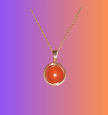 Carnelian necklace gold spinner, fidget spinner, orange sacral chakra.