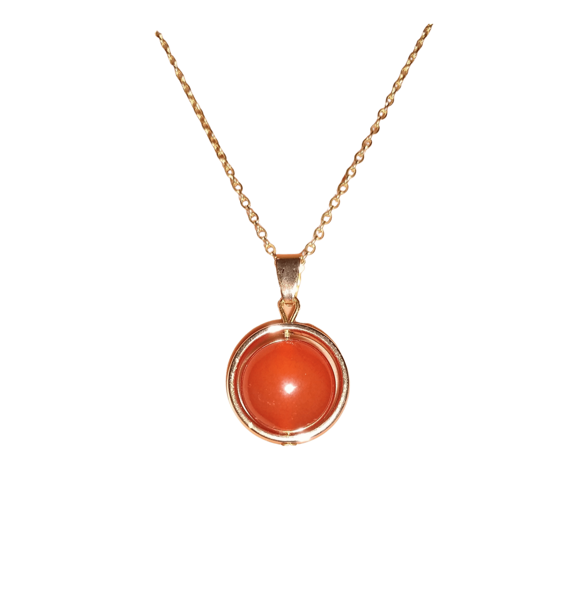 Carnelian necklace gold spinner, fidget spinner, orange sacral chakra.