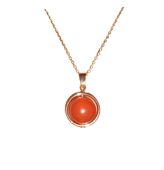 Carnelian necklace gold spinner, fidget spinner, orange sacral chakra.