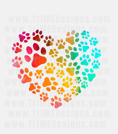 Art, Colorful, Love, Dog Paw- Adult, Semi-fitted, T-shirt