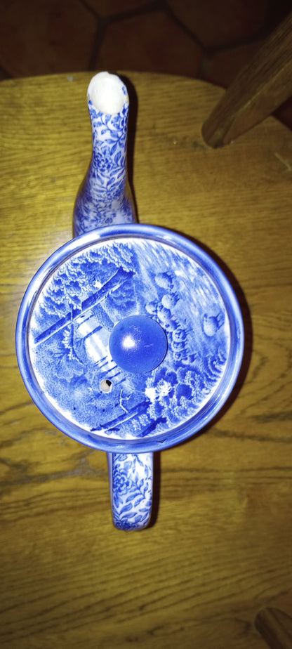 Vintage Blue Coffeepot, Arthur Wood and Son, (Longport) England, Aye Olde Davenport A.W. England