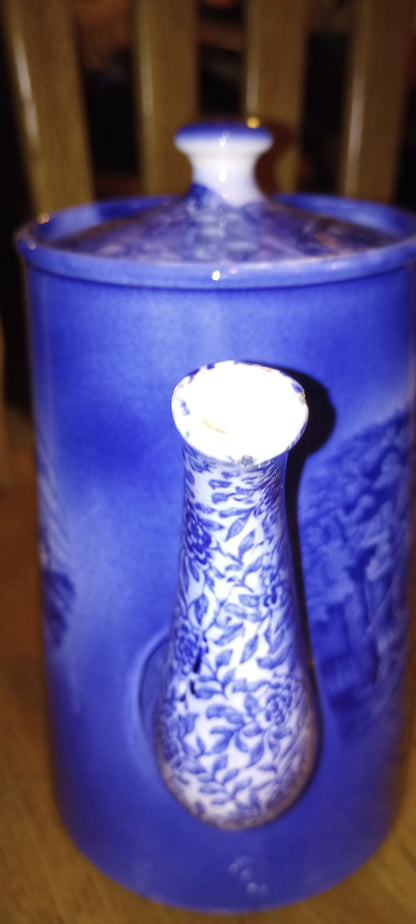 Vintage Blue Coffeepot, Arthur Wood and Son, (Longport) England, Aye Olde Davenport A.W. England