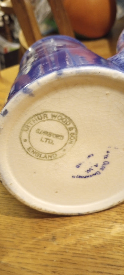 Vintage Blue Coffeepot, Arthur Wood and Son, (Longport) England, Aye Olde Davenport A.W. England